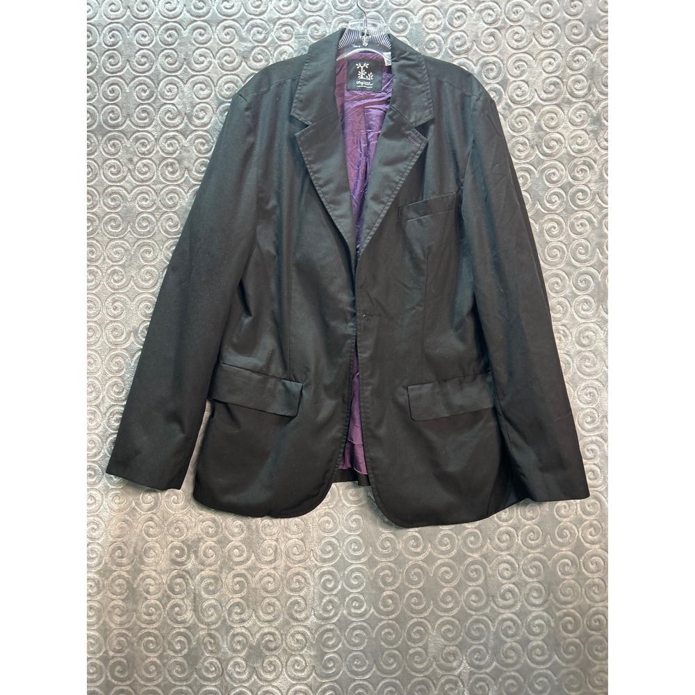 LRG Roots Equipment Blazer Jacket Mens Size L Black Purple‎ Lined Casual